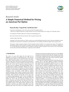 Research Article A Simple Numerical Method for Pricing an American Put Option
