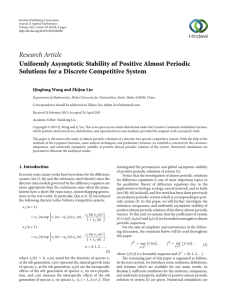 Research Article Uniformly Asymptotic Stability of Positive Almost Periodic
