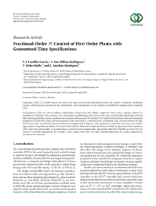 Research Article Fractional-Order Guaranteed Time Specifications Control of First Order Plants with