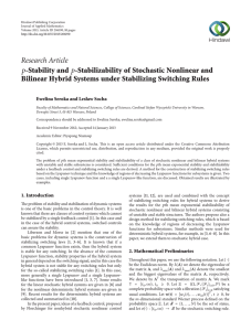 Research Article -Stability and Bilinear Hybrid Systems under Stabilizing Switching Rules