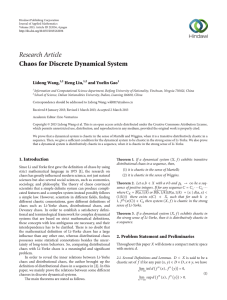 Research Article Chaos for Discrete Dynamical System Lidong Wang, Heng Liu,