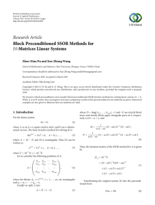 Research Article Block Preconditioned SSOR Methods for -Matrices Linear Systems