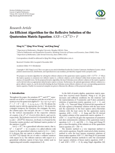 Research Article An Efficient Algorithm for the Reflexive Solution of the