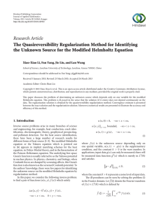 Research Article The Quasireversibility Regularization Method for Identifying