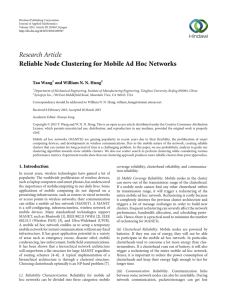 Research Article Reliable Node Clustering for Mobile Ad Hoc Networks Tao Wang