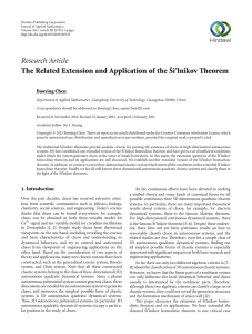Research Article The Related Extension and Application of the Ši’lnikov Theorem