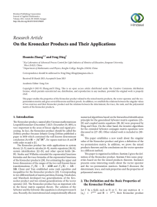 Research Article On the Kronecker Products and Their Applications Huamin Zhang