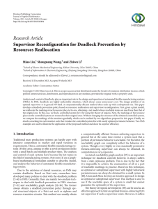 Research Article Supervisor Reconfiguration for Deadlock Prevention by Resources Reallocation Miao Liu,