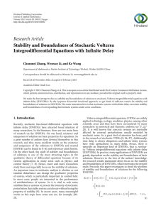 Research Article Stability and Boundedness of Stochastic Volterra