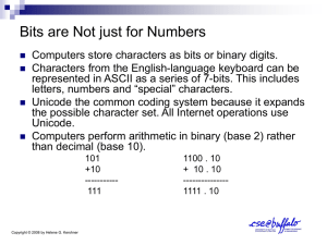 Bits are Not just for Numbers