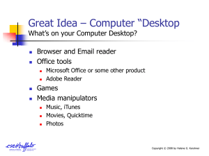 Great Idea – Computer “Desktop What’s on your Computer Desktop? Office tools
