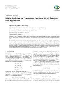 Research Article Solving Optimization Problems on Hermitian Matrix Functions with Applications