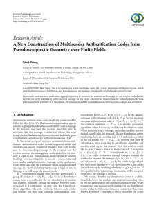 Research Article A New Construction of Multisender Authentication Codes from