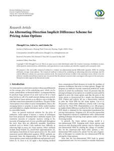 Research Article An Alternating-Direction Implicit Difference Scheme for Pricing Asian Options