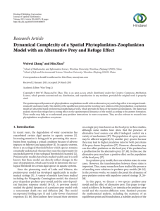 Research Article Dynamical Complexity of a Spatial Phytoplankton-Zooplankton