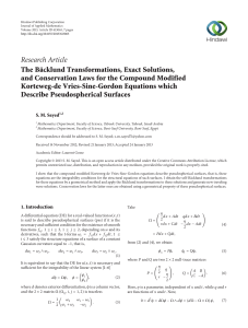 Research Article The Bäcklund Transformations, Exact Solutions, Korteweg-de Vries-Sine-Gordon Equations which