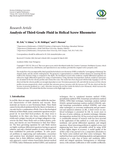 Research Article Analysis of Third-Grade Fluid in Helical Screw Rheometer M. Zeb,