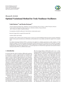 Research Article Optimal Variational Method for Truly Nonlinear Oscillators s¸anu Vasile Marinca