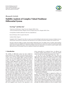 Research Article Stability Analysis of Complex-Valued Nonlinear Differential System Tao Fang