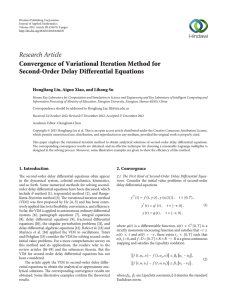 Research Article Convergence of Variational Iteration Method for Second-Order Delay Differential Equations