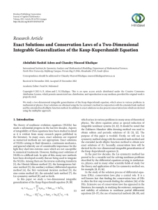 Research Article Exact Solutions and Conservation Laws of a Two-Dimensional