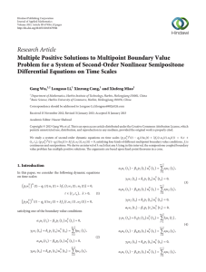 Research Article Multiple Positive Solutions to Multipoint Boundary Value
