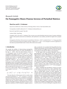 Research Article On Nonnegative Moore-Penrose Inverses of Perturbed Matrices