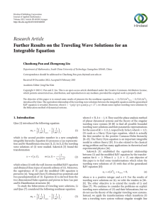 Research Article Further Results on the Traveling Wave Solutions for an