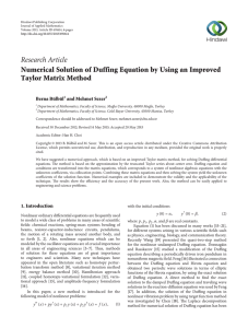 Research Article Numerical Solution of Duffing Equation by Using an Improved