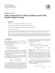 Research Article Lattices Generated by Two Orbits of Subspaces under Finite