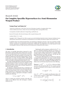 Research Article On Complete Spacelike Hypersurfaces in a Semi-Riemannian Warped Product Yaning Wang