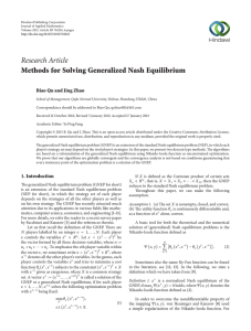 Research Article Methods for Solving Generalized Nash Equilibrium