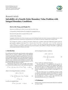 Research Article Solvability of a Fourth-Order Boundary Value Problem with