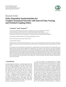 Research Article Delay-Dependent Synchronization for Complex Dynamical Networks with Interval Time-Varying