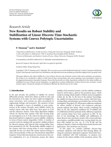 Research Article New Results on Robust Stability and