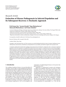 Research Article Extinction of Disease Pathogenesis in Infected Population and