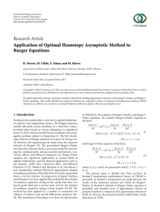 Research Article Application of Optimal Homotopy Asymptotic Method to Burger Equations