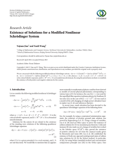 Research Article Existence of Solutions for a Modified Nonlinear Schrödinger System Yujuan Jiao