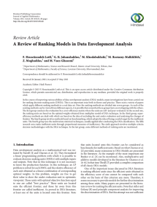 Review Article A Review of Ranking Models in Data Envelopment Analysis