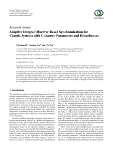 Research Article Adaptive Integral Observer-Based Synchronization for