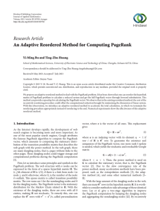 Research Article An Adaptive Reordered Method for Computing PageRank