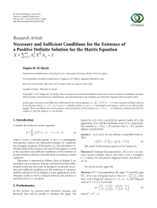 Research Article Necessary and Sufficient Conditions for the Existence of