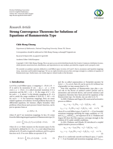 Research Article Strong Convergence Theorems for Solutions of Equations of Hammerstein Type