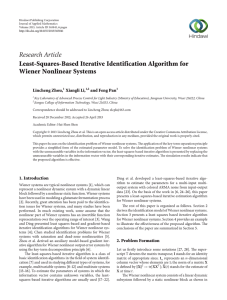 Research Article Least-Squares-Based Iterative Identification Algorithm for Wiener Nonlinear Systems Lincheng Zhou,