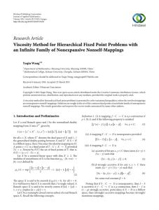 Research Article Viscosity Method for Hierarchical Fixed Point Problems with
