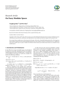 Research Article On Fuzzy Modular Spaces Yonghong Shen and Wei Chen