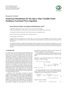 Research Article Numerical Simulations for the Space-Time Variable Order Nasser Hassan Sweilam