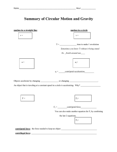Summary of Circular Motion and Gravity  motion in a straight line