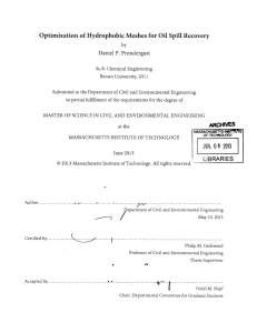 Optimization of Hydrophobic Meshes  for Oil Spill Recovery