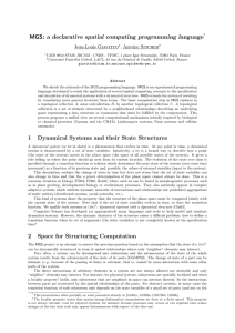 MGS: a declarative spatial computing programming language Jean-Louis Giavitto , Antoine Spicher *